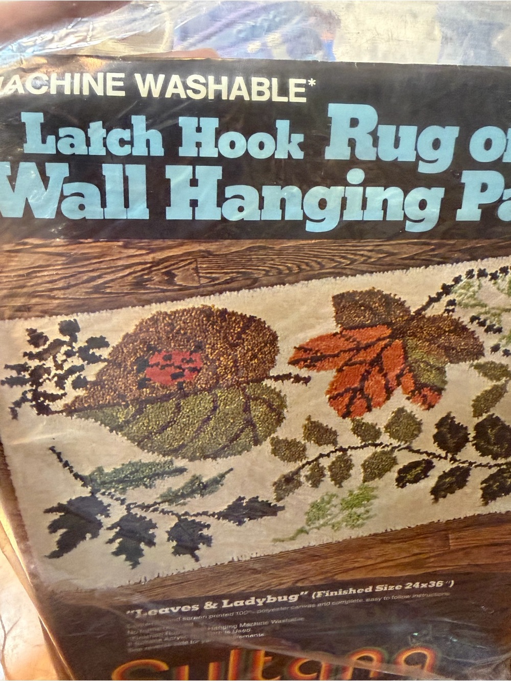 "Sultana vintage Leaves & Ladybug" Latch Hook Rug or Wall Hanging - Picture 5 of 8